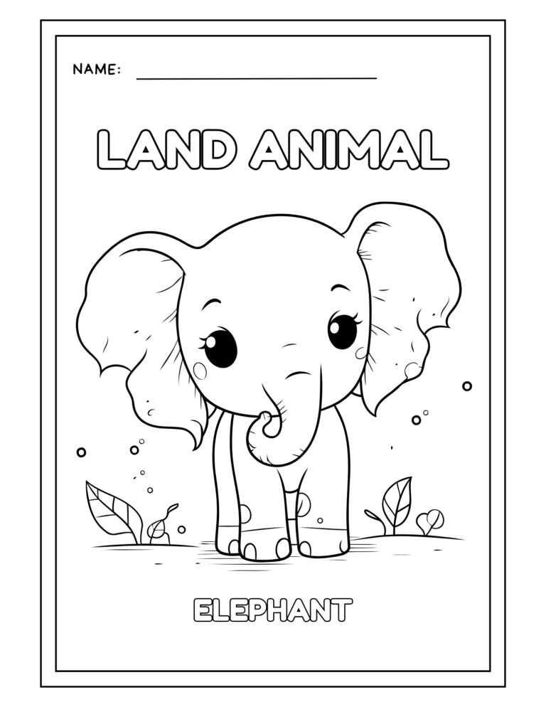 PNG -Land Animals Coloring Activity Worksheet - Elephant